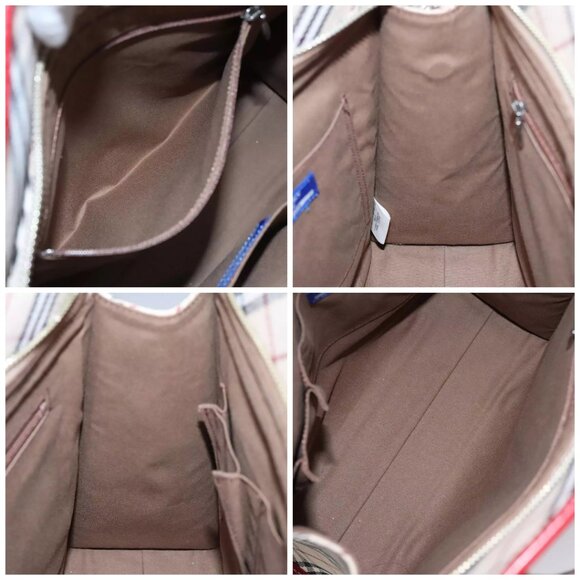 BURBERRY Blue Label Nova Check Tote Bag Canvas Red Beige Auth - Picture 15 of 16